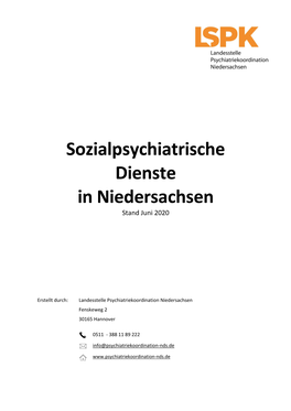 Sozialpsychiatrische Dienste in Niedersachsen Stand Juni 2020
