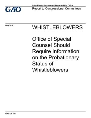 GAO-20-436, WHISTLEBLOWERS: Office of Special Counsel Should