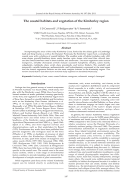The Coastal Habitats and Vegetation of the Kimberley Region