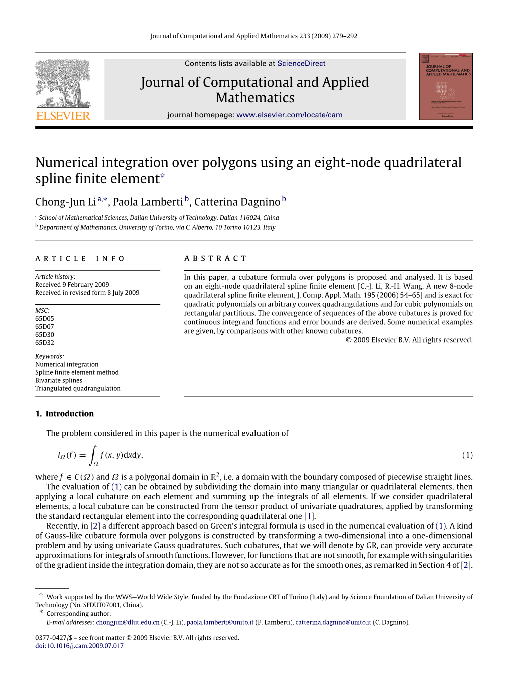 Journal of Computational and Applied Mathematics Numerical Integration