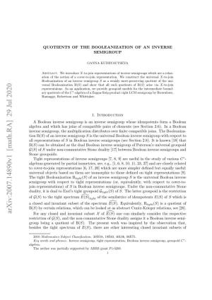 Quotients of the Booleanization of an Inverse Semigroup 3