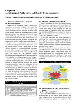 Chapter IV. Maintenance of Public Safety and Disaster Countermeasures