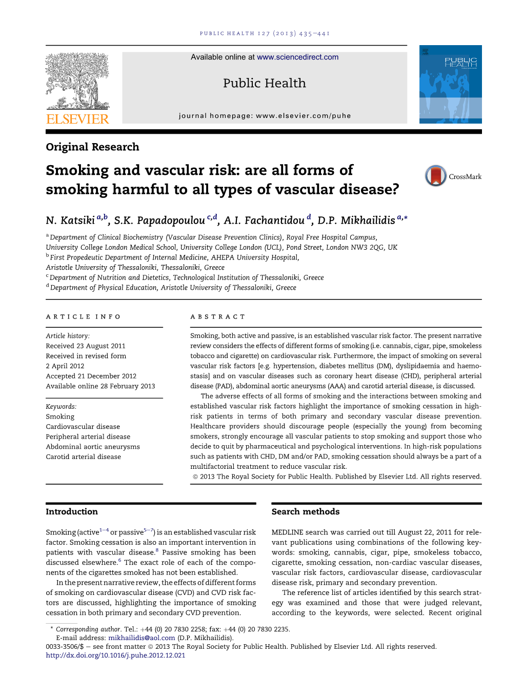 Smoking and Vascular Risk: Are All Forms of Smoking Harmful to All Types of Vascular Disease?