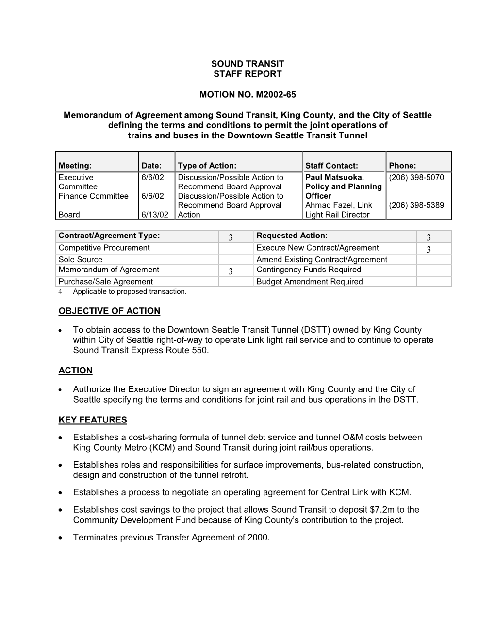 Sound Transit Staff Report Motion No. M2002-65