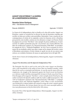 August Von Kotzebue Y La Guerra De La Independencia Española