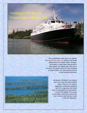 Getting to Isle Royale from Copper Harbor, MI