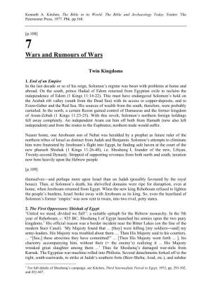 Wars and Rumours of Wars