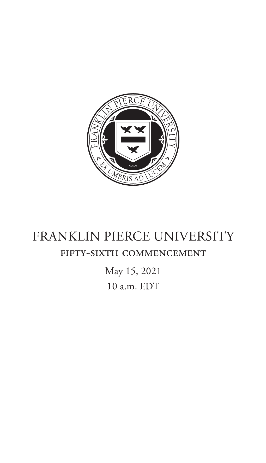 Commencement 2021 Program