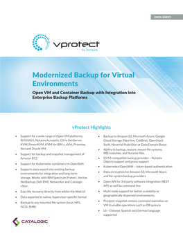 Modernized Backup for Virtual Environments Open VM and Container Backup with Integration Into Enterprise Backup Platforms