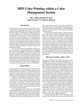 HIFI Color Printing Within a Color Management System