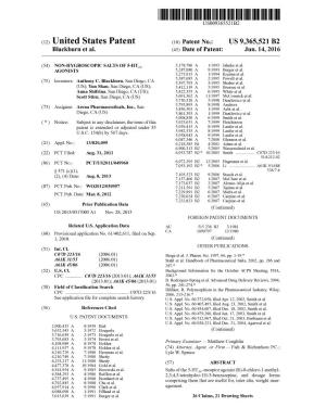 (12) United States Patent (10) Patent No.: US 9,365,521 B2 Blackburn Et Al