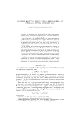 Complex Quantum Groups and a Deformation of the Baum-Connes Assembly Map