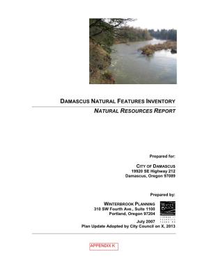 Damascus Natural Features Inventory Natural Resources Report