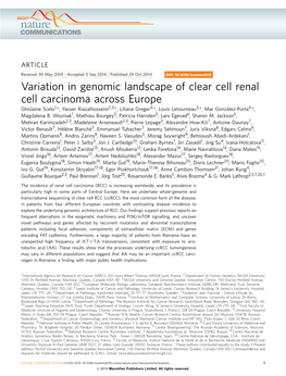 Variation in Genomic Landscape of Clear Cell Renal Cell Carcinoma
