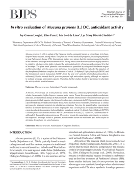 In Vitro Evaluation of Mucuna Pruriens (L.) DC