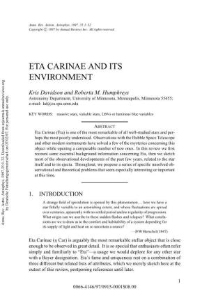 Eta Carinae and Its Environment