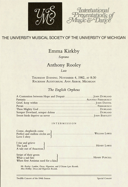 Emma Kirkby Soprano Anthony Rooley Lute