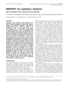 MEROPS: the Peptidase Database Neil D