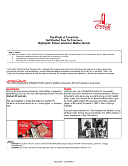 The World of Coca-Cola Self-Guided Tour for Teachers Highlights: African American History Month