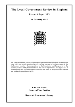 Local Government Review in England