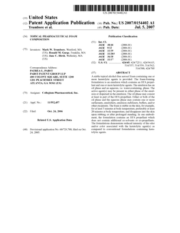 (12) Patent Application Publication (10) Pub. No.: US 2007/01544.02 A1 Trumbore Et Al
