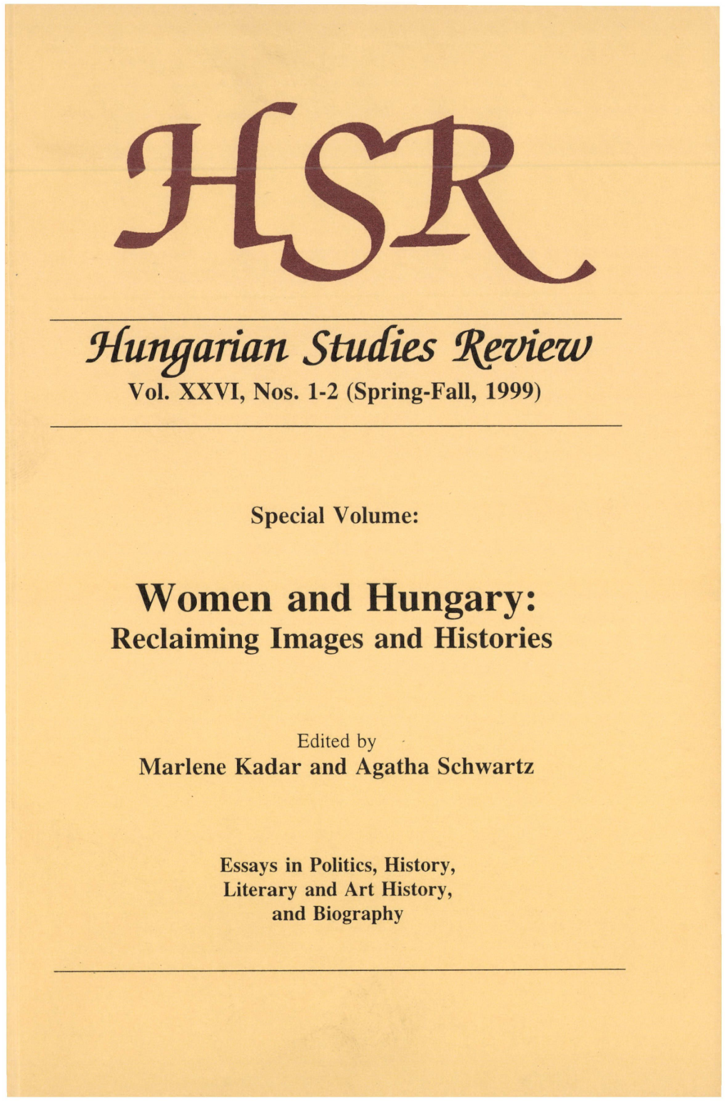 Hungarian Studies ^Vieiv Vol