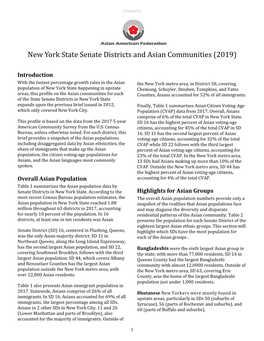 New York State Senate Districts and Asian Communities (2019)