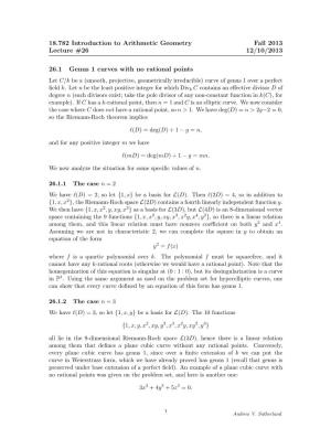 18.782 Arithmetic Geometry Lecture Note 26