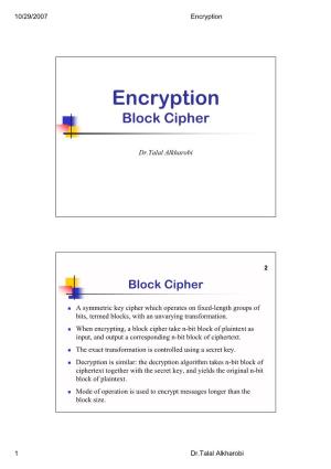 Encryption Block Cipher