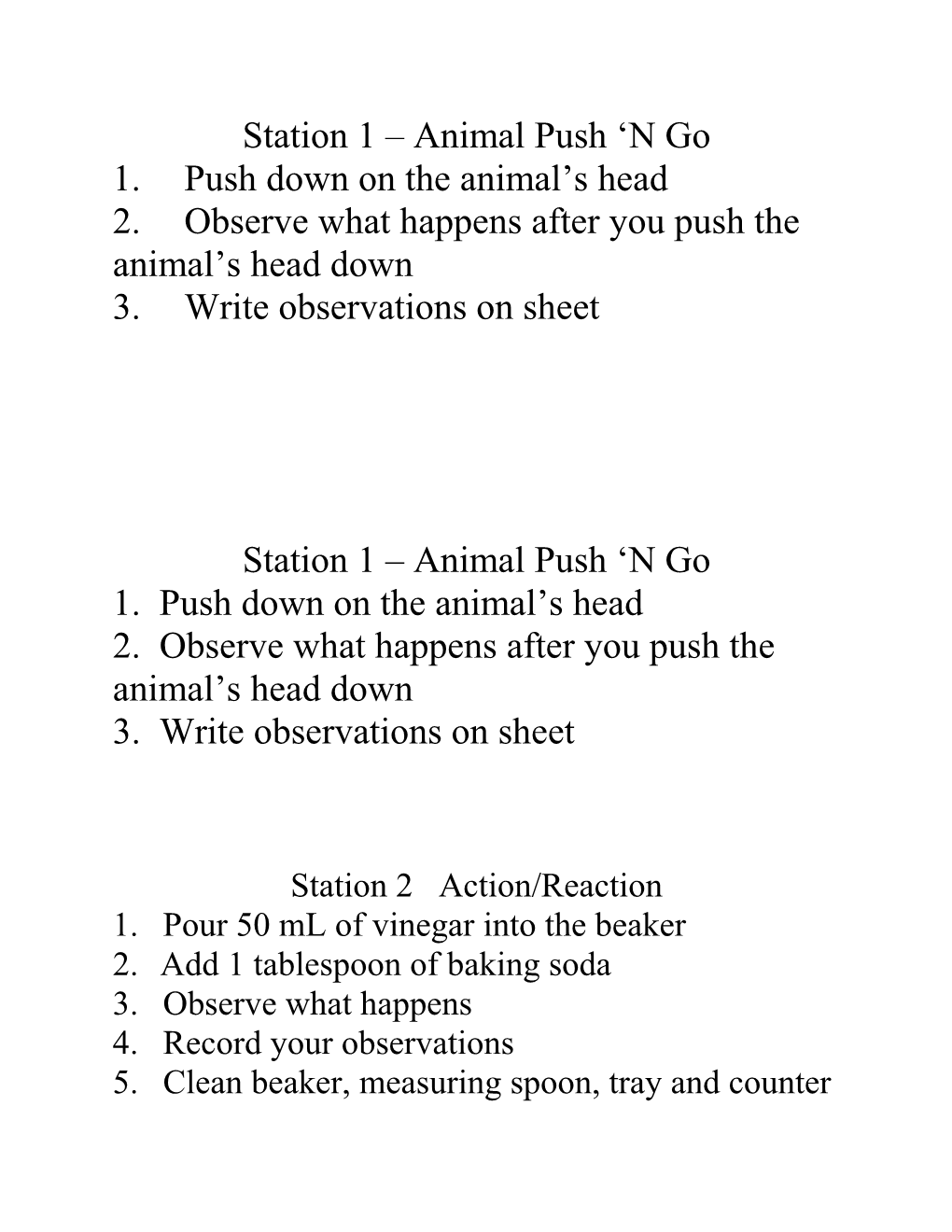 FOE Lab Station Directions and Teacher Info