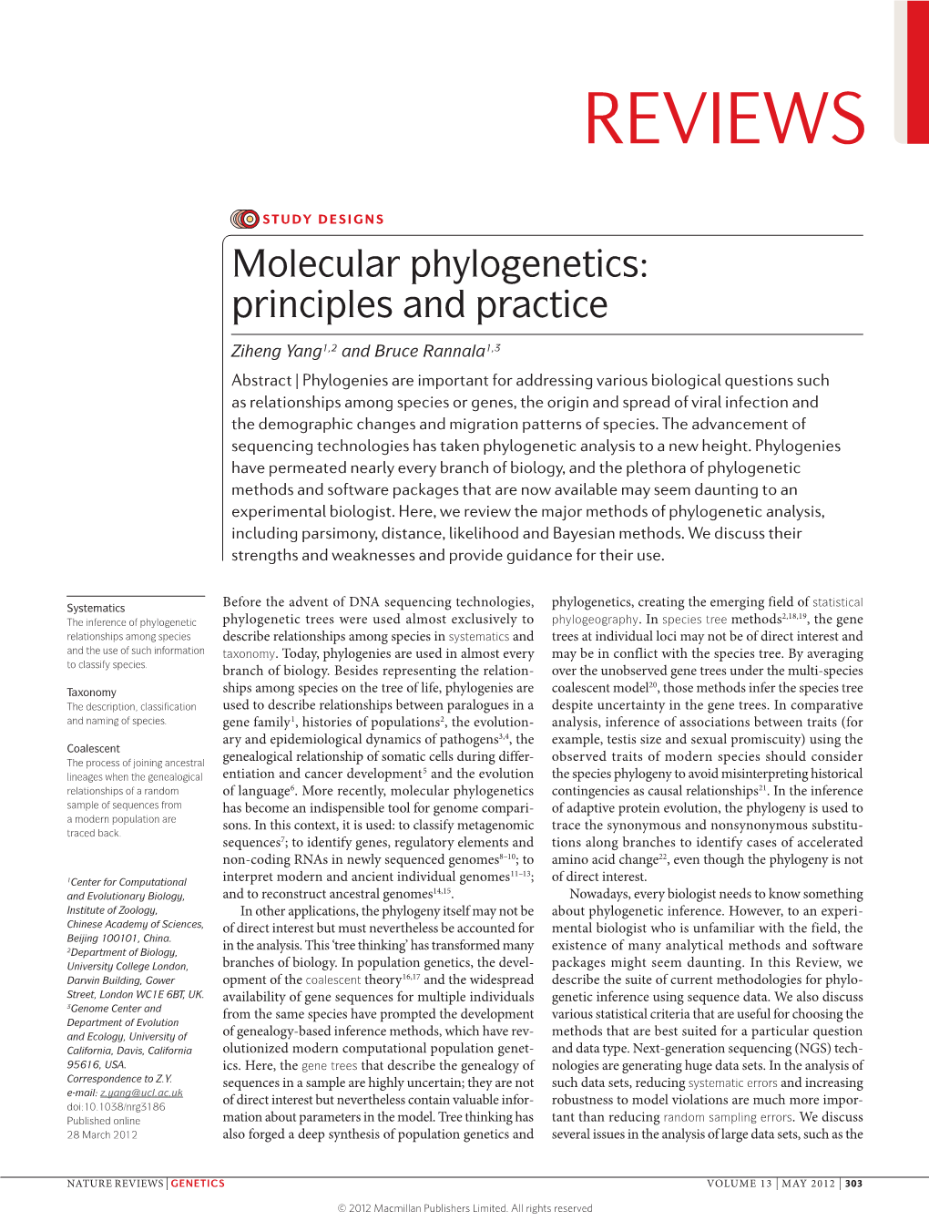 Molecular Phylogenetics: Principles and Practice