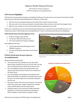 Salmon-Challis National Forest North Zone Invasive Species FY2016 Program Accomplishments