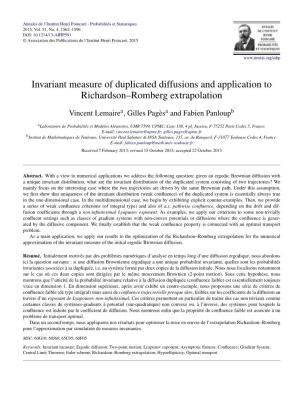 Invariant Measure of Duplicated Diffusions and Application to Richardson–Romberg Extrapolation