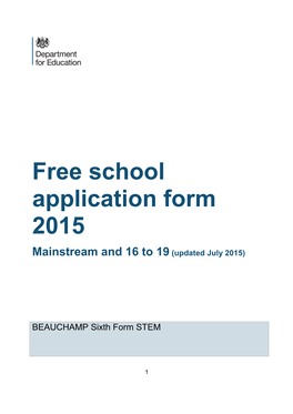Free School Word Application Form Mainstream and 16-19 Updated