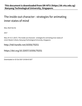 The Inside‑Out Character : Strategies for Animating Inner States of Mind