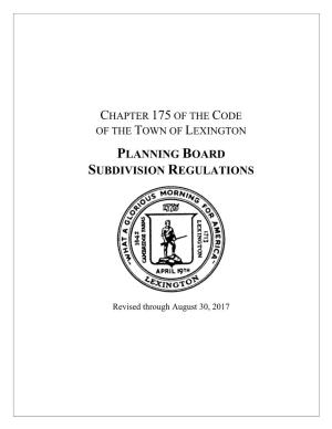 Planning Board Subdivision Regulations