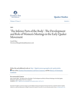 The Development and Role of Women's Meetings in the Early Quaker Movement
