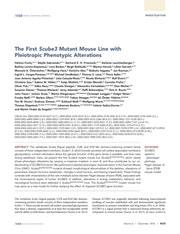 The First Scube3 Mutant Mouse Line with Pleiotropic Phenotypic Alterations