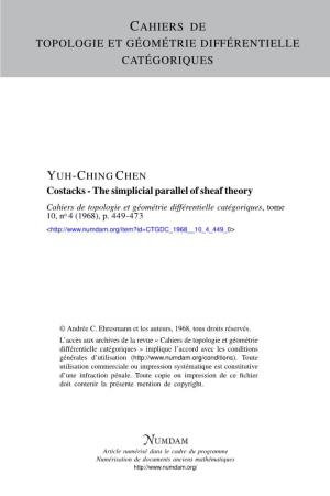 The Simplicial Parallel of Sheaf Theory Cahiers De Topologie Et Géométrie Différentielle Catégoriques, Tome 10, No 4 (1968), P