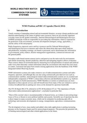 WMO Position Onwrc-15 Agenda (March 2014)