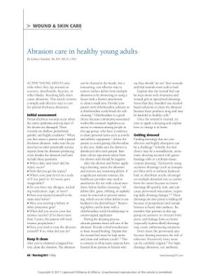 Abrasion Care in Healthy Young Adults by Zulma Chardon, BS, RN, WCN, CWS