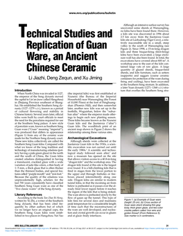 Technical Studies and Replication of Guan Ware, an Ancient Chinese Ceramic