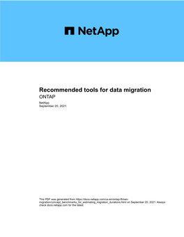 Recommended Tools for Data Migration : ONTAP