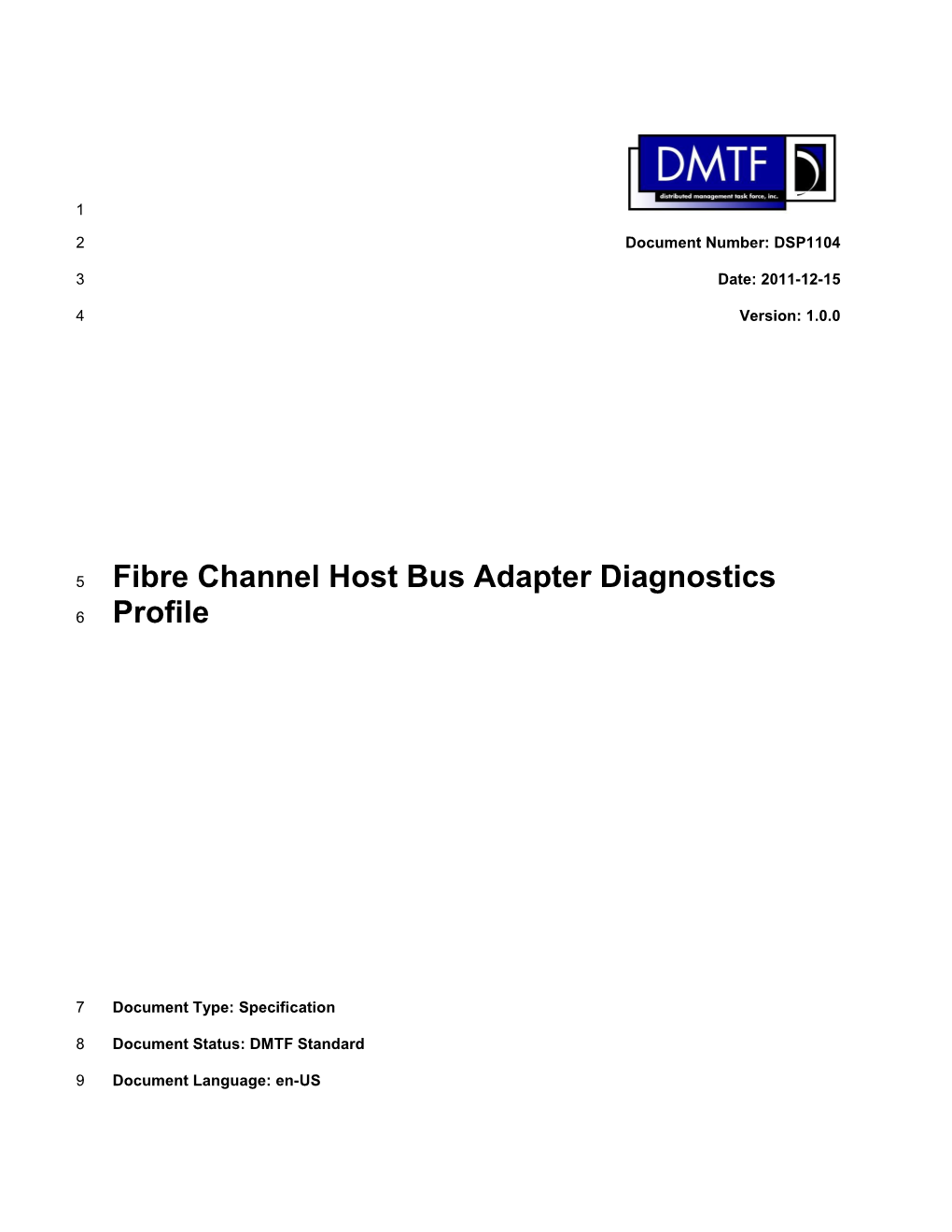 Fibre Channel Host Bus Adapter Diagnostics Profile DSP1104