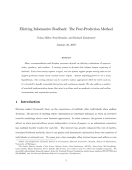 Eliciting Informative Feedback: the Peer$Prediction Method