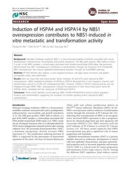 Induction of HSPA4 and HSPA14 by NBS1 Overexpression Contributes To