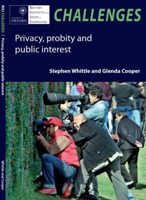 Privacy, Probity and Public Interest Whittle and Cooper Cover Image © Reuters © Image Cover , –7 the Independent