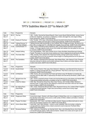 TPTV Subtitles March 22Nd to March 28Th