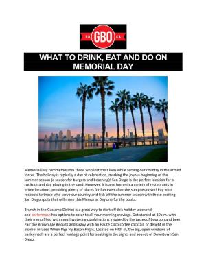 What to Drink, Eat and Do on Memorial Day