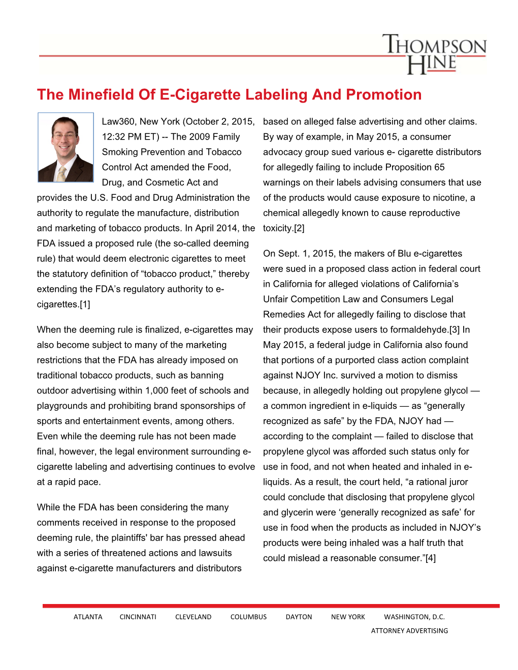 The Minefield of E-Cigarette Labeling and Promotion